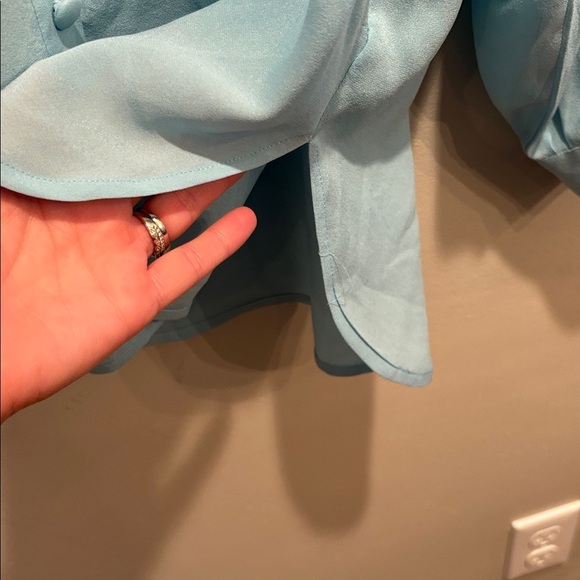 Bob Mackie Light Blue Wearable Art Shirt cut-out medium silk elegant western - Picture 13 of 14